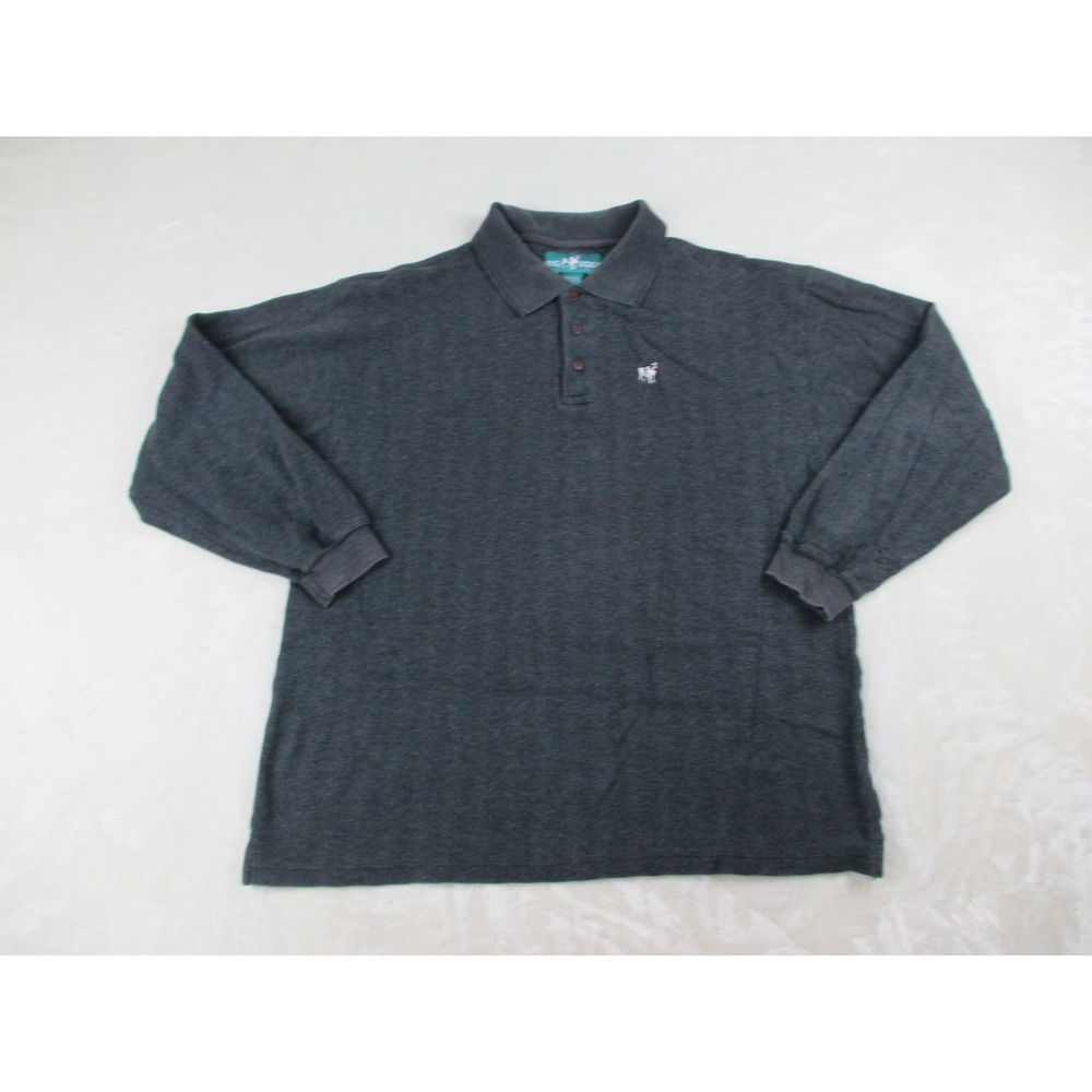 Big Dogs Polo Shirt Mens Extra Large Gray Long‎ Sleeve Outdoors Cotton Casual*